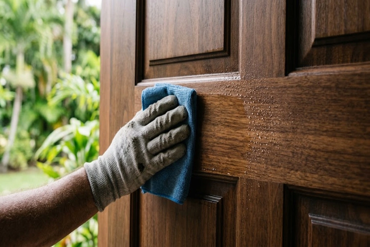 How to Maintain the Beauty of Your Refinished Wood Door 2 How to clean a refinished wood door with a microfiber cloth without scratching the finish