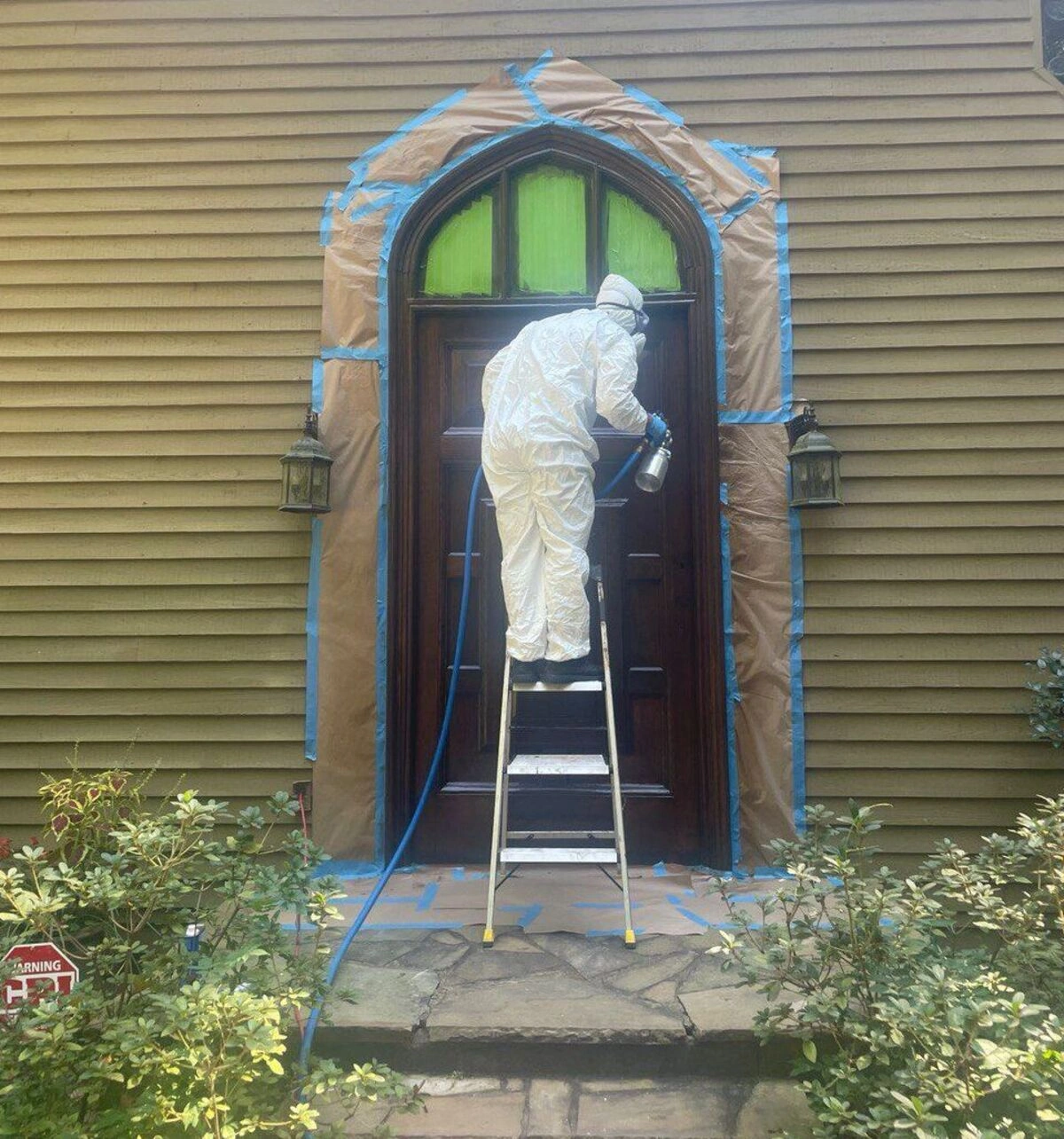 door refinishing prepration in Miami
