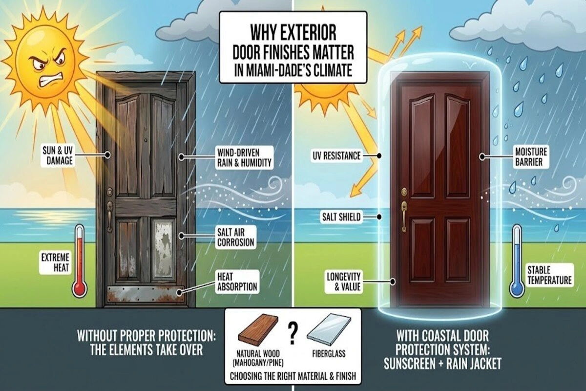 Fiberglass, Mahogany or Wood? Best Exterior Door Finish Options in Miami-Dade 1 Miami door refinishing