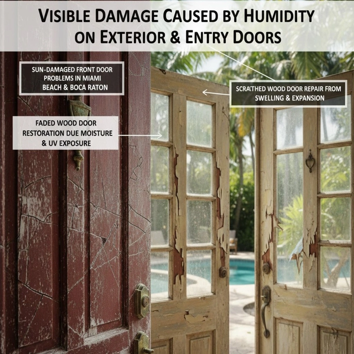 How Wood Door Refinishing Can Shield Your South Florida Doors from Humidity? 2 Sun damaged door refinishing
