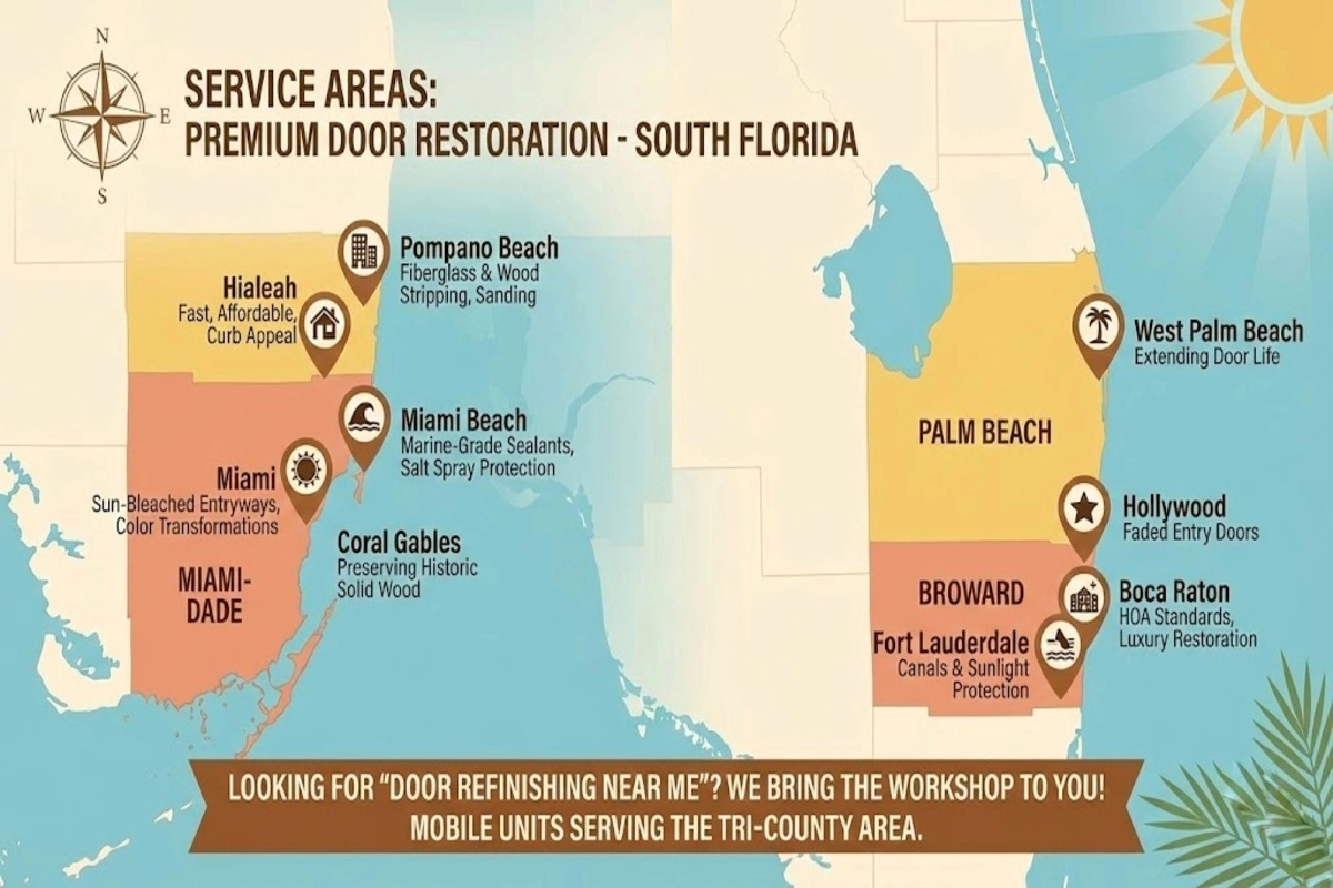 Best UV-Resistant Finishes for Florida Homes: Protecting Your Entryway 3 Door refinishing Miami