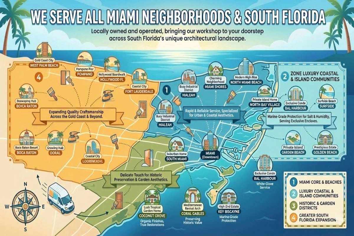 Versatile Wood Refinishing Solutions in Miami & South Florida 3 Wood refinishing services areas