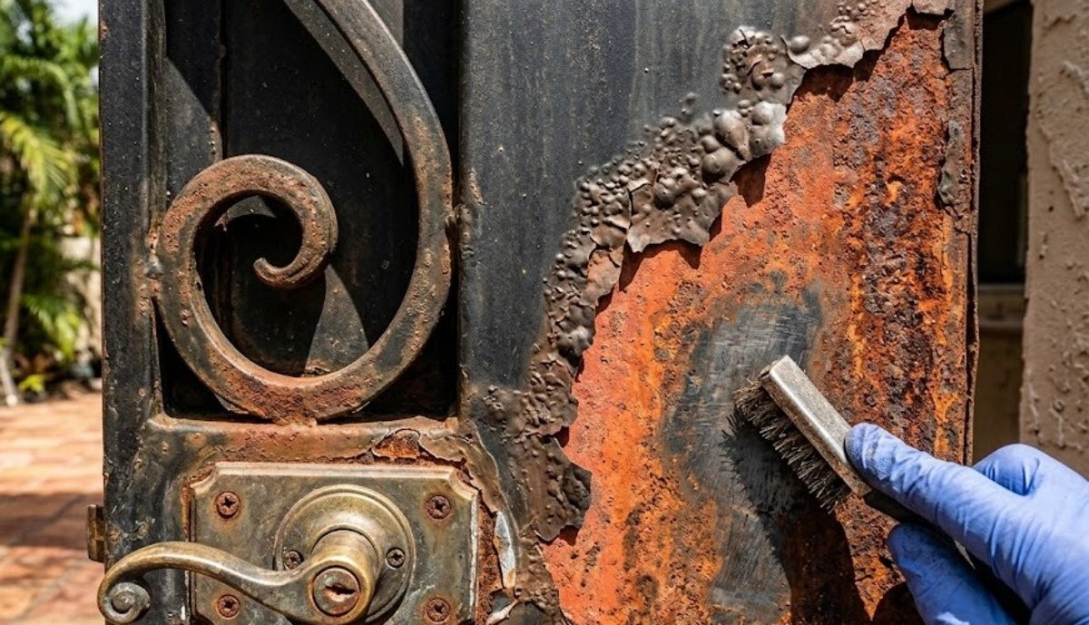 Iron & Metal Door Refinishing: Avoid Rust in Hialeah & Miami Beach Homes 1 Metal door repairing Miami