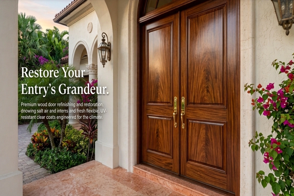 Door Refinishing Miami, FL & Nearby Areas 2 Miami wood door refinishing by FL.DoorStain