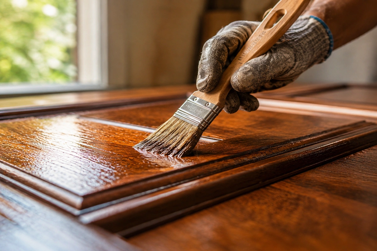 Door Refinishing Bay Harbor Islands: HOA-Approved Wood Restoration for Broadview & Bay Harbor Island Homes 3 Marine-grade wood door finish application for Bay Harbor Islands HOA-approved refinishing
