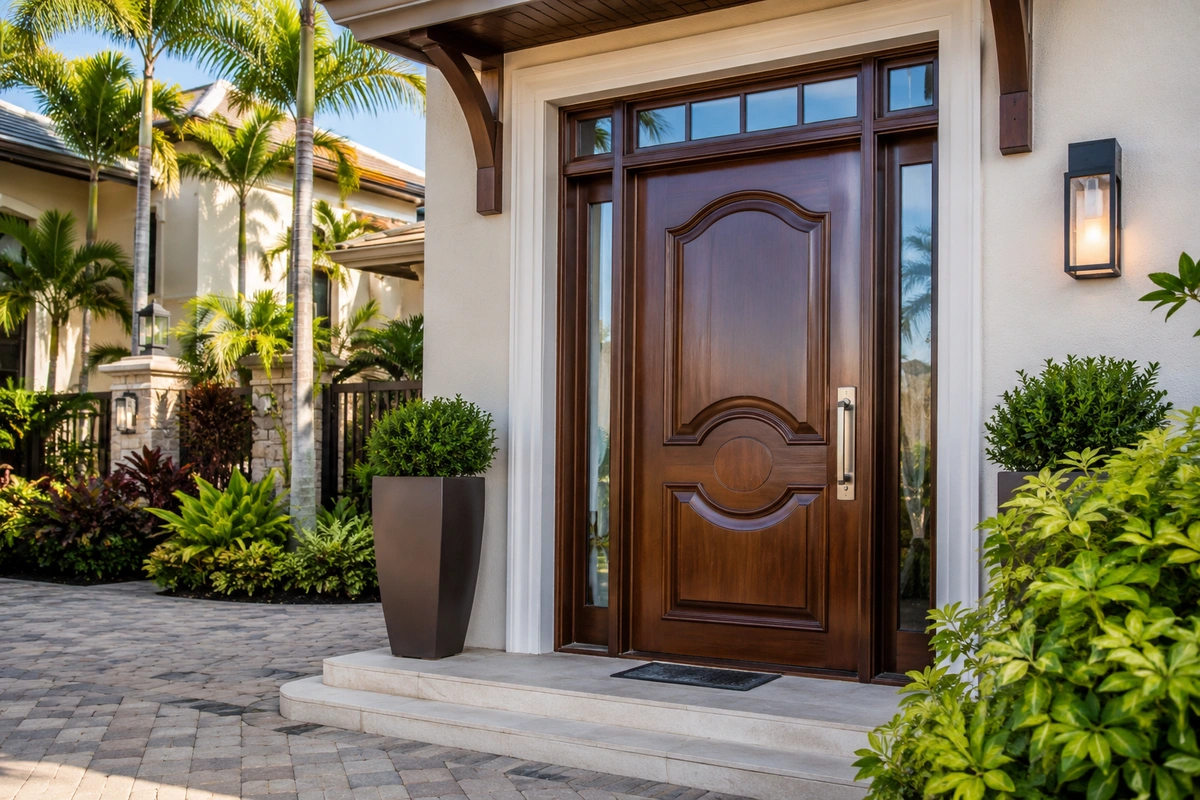 Expert Door Refinishing North Bay Village Services 5 Stunning faux wood grain finish applied to refinish fiberglass door in North Bay Village.